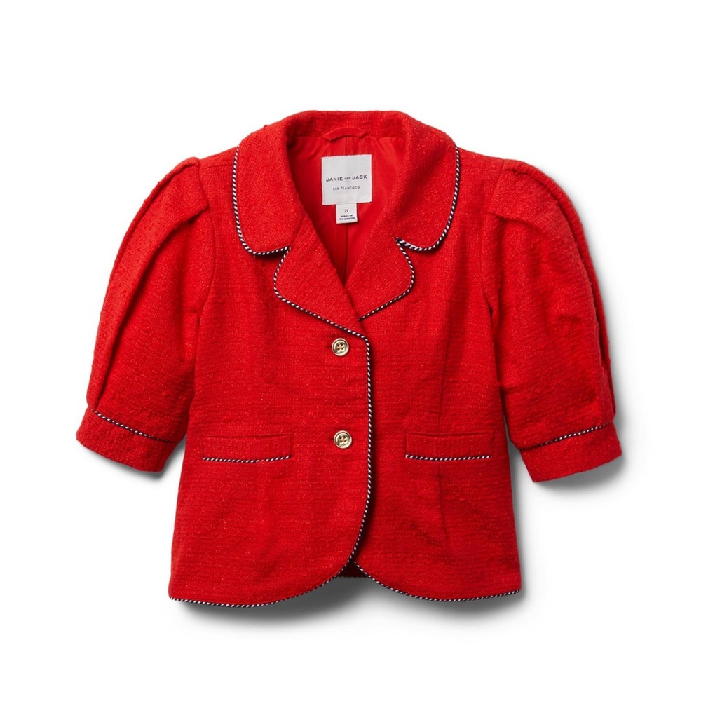 Size 8 girl Janie and Jack PUFF SLEEVE TWEED JACKET